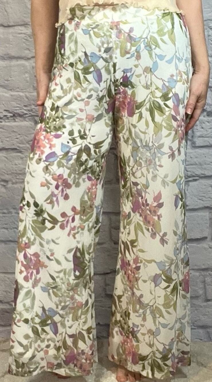 Antthony Original Floral Wide-Leg Mesh Pants